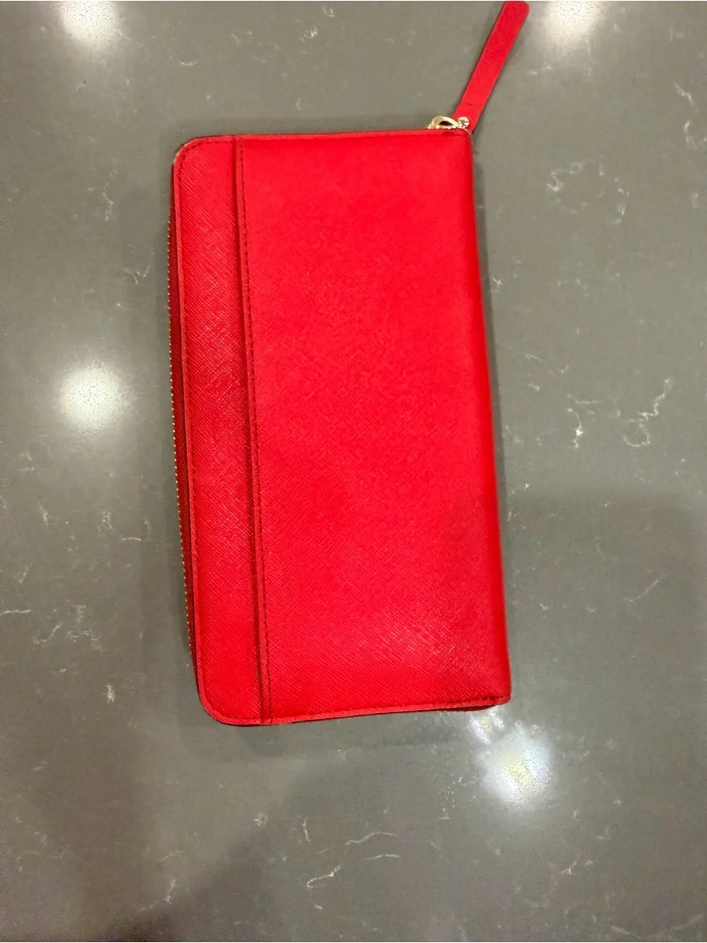 kate spade Red Zip Wallet with Gold Logo